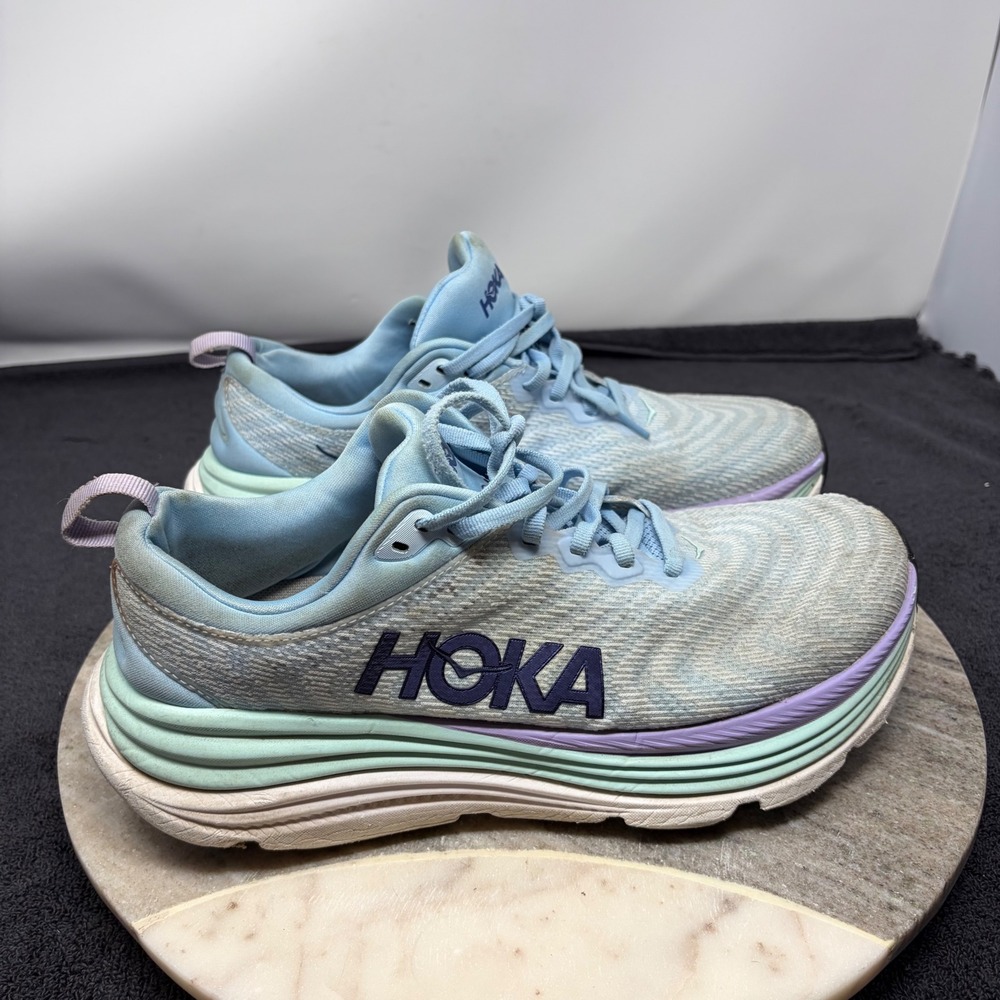Hoka Gaviota 5 Running Shoes Womens Wide Stability Sneakers 9.5D Blue Mint
